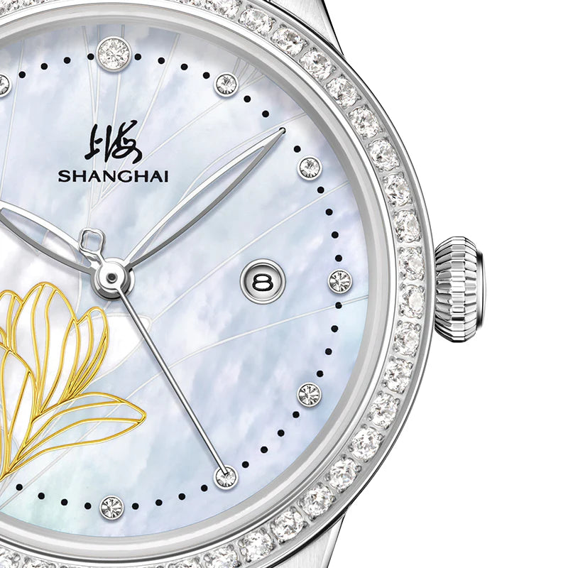 SHANGHAI MODERNE LADY MAGNOLIA WATCH WHISPER SILVER 33MM - Red Army Watches 