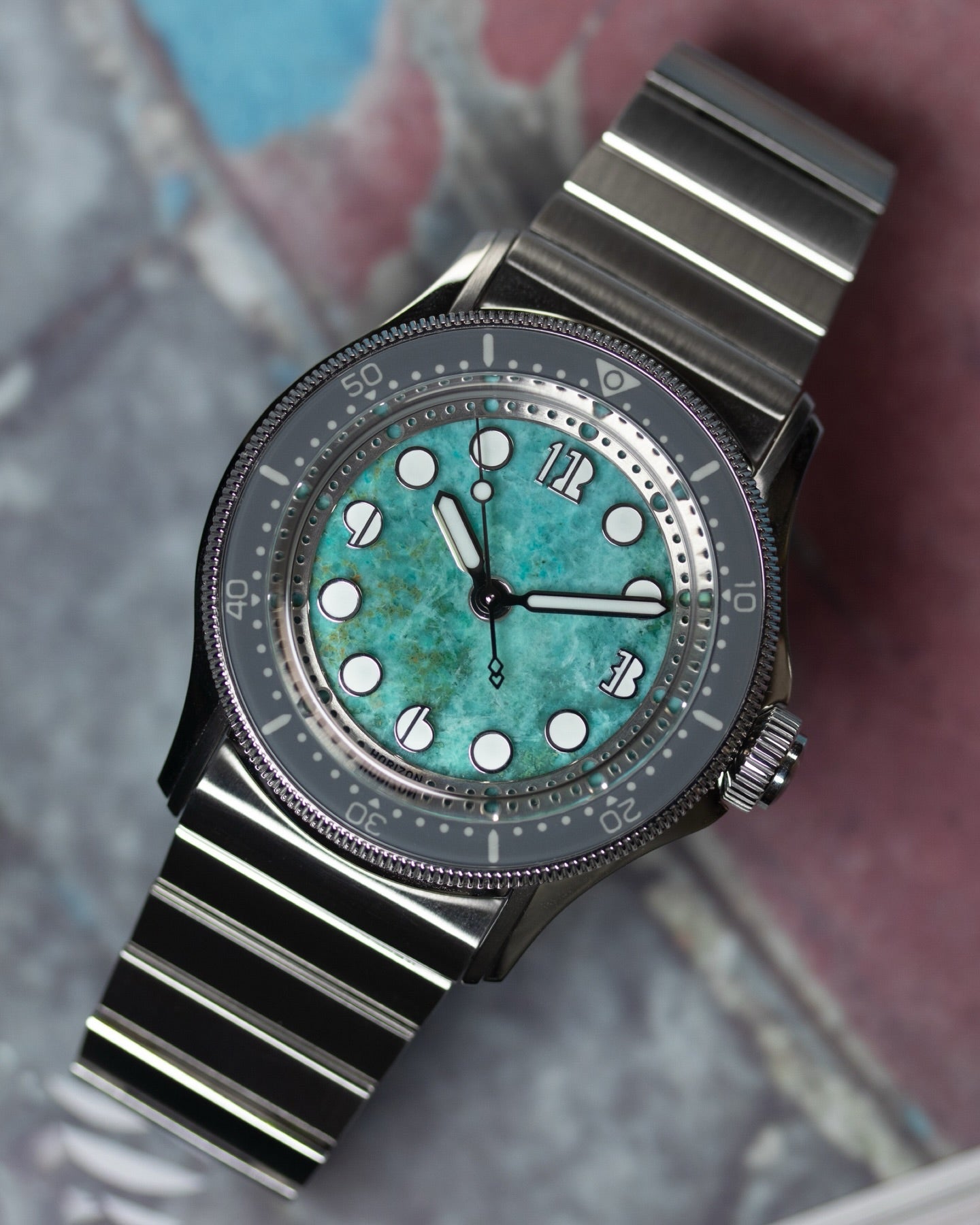 HORIZON NEMOLITHIC WITH CHRYSOCOLLA STONE DIAL - Red Army Watches 