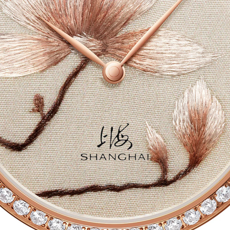 SHANGHAI MODERNE LADY MAGNOLIA WATCH BRODERIE GOLDEN 36MM - Red Army Watches 