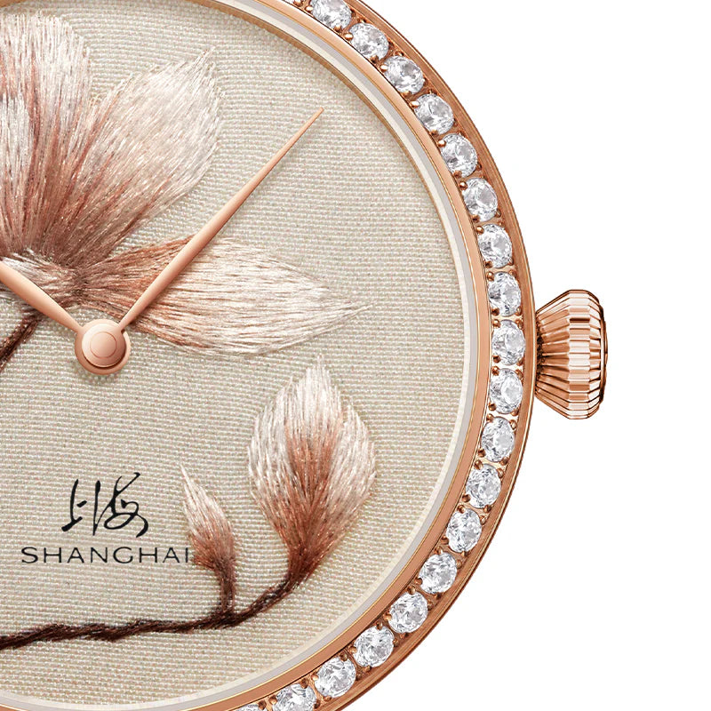 SHANGHAI MODERNE LADY MAGNOLIA WATCH BRODERIE GOLDEN 36MM - Red Army Watches 