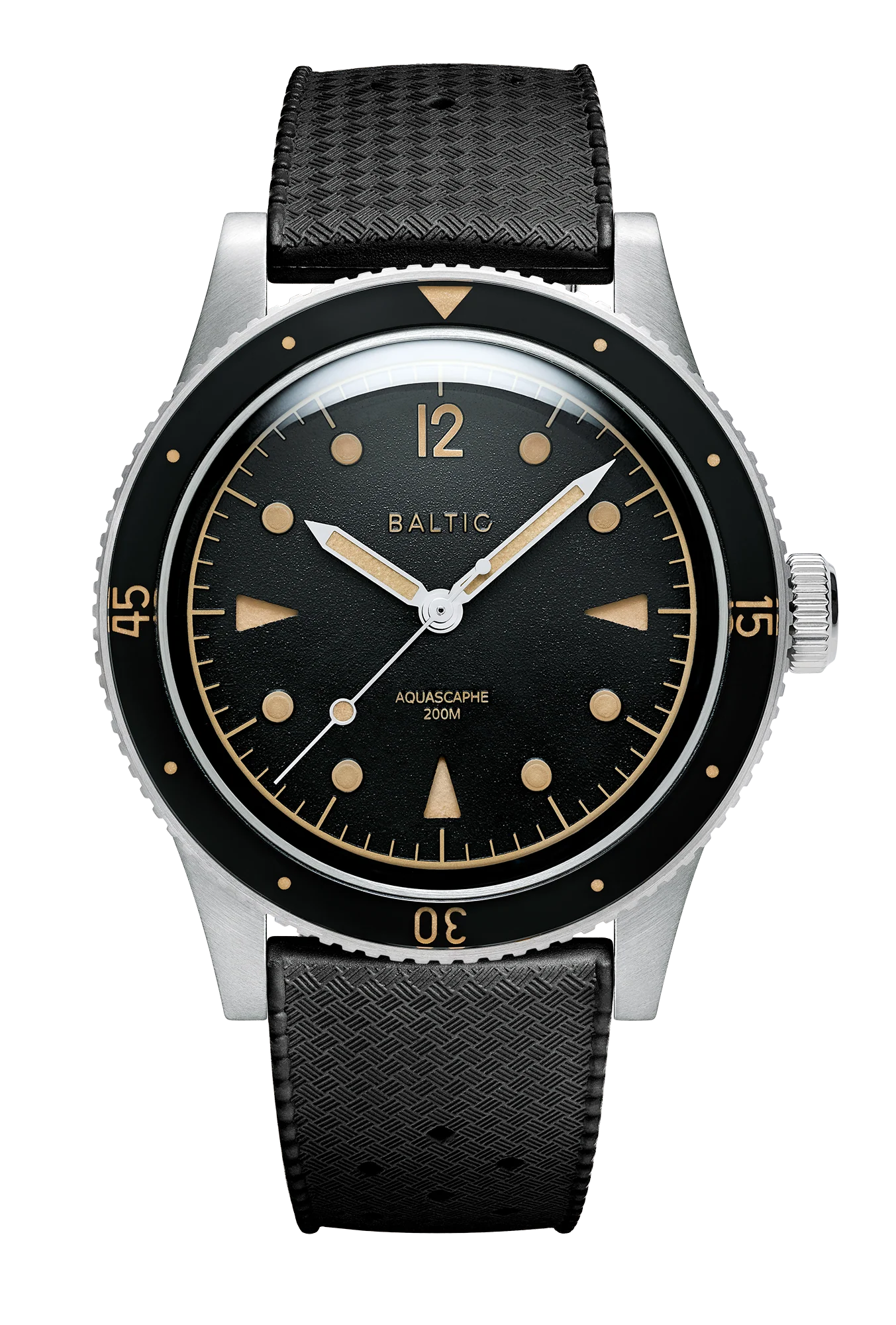 BALTIC AQUASCAPHE CLASSIC - BLACK GILT (BLACK RUBBER) - Red Army Watches 