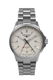 BAUHAUS AVIATION AUTOMATIC DUAL TIME WITH TITANIUM LINK BRACELET - Red Army Watches 