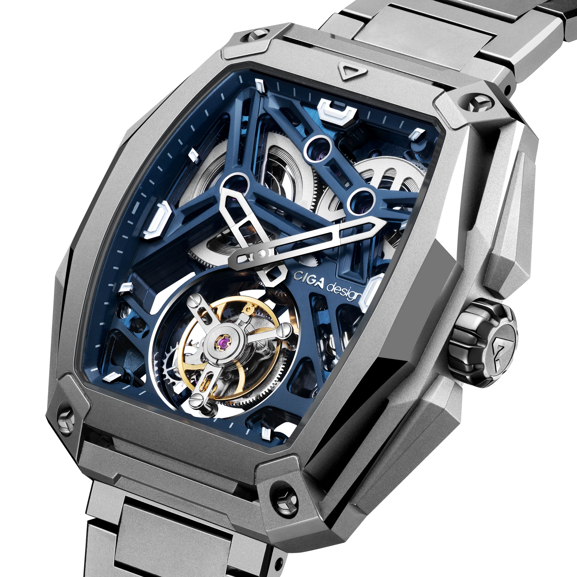 CIGA DESIGN HUNTER SKELETON TOURBILLON BLUE - Red Army Watches 