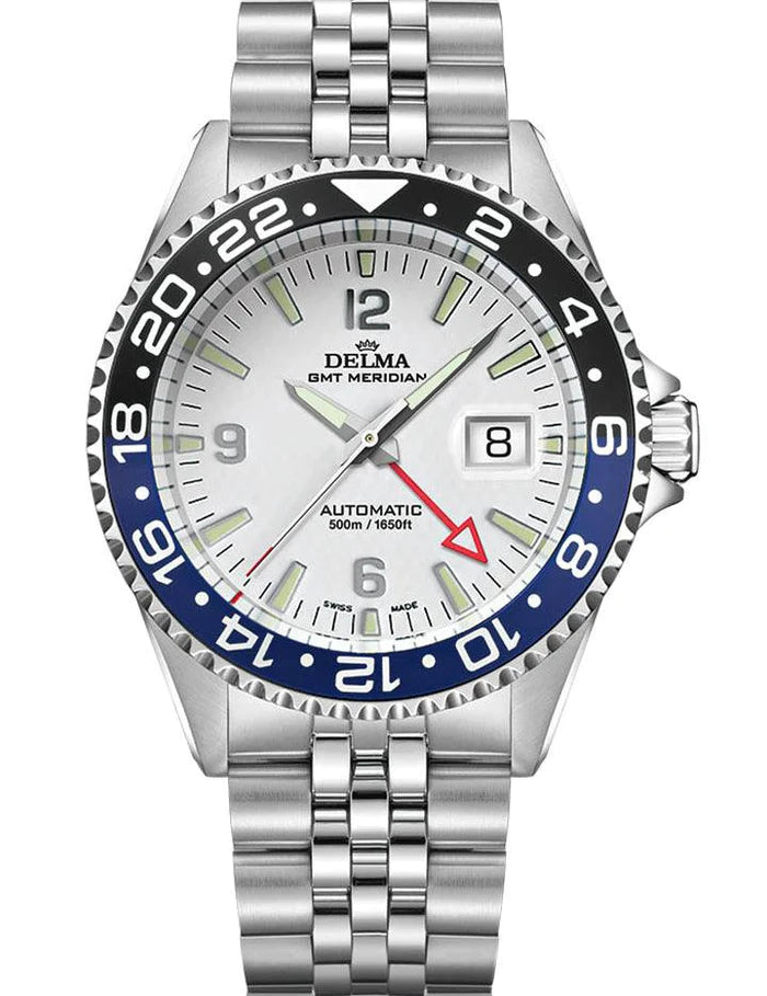 DELMA Santiago GMT Meridian White 41702.756.6.014 - Red Army Watches 