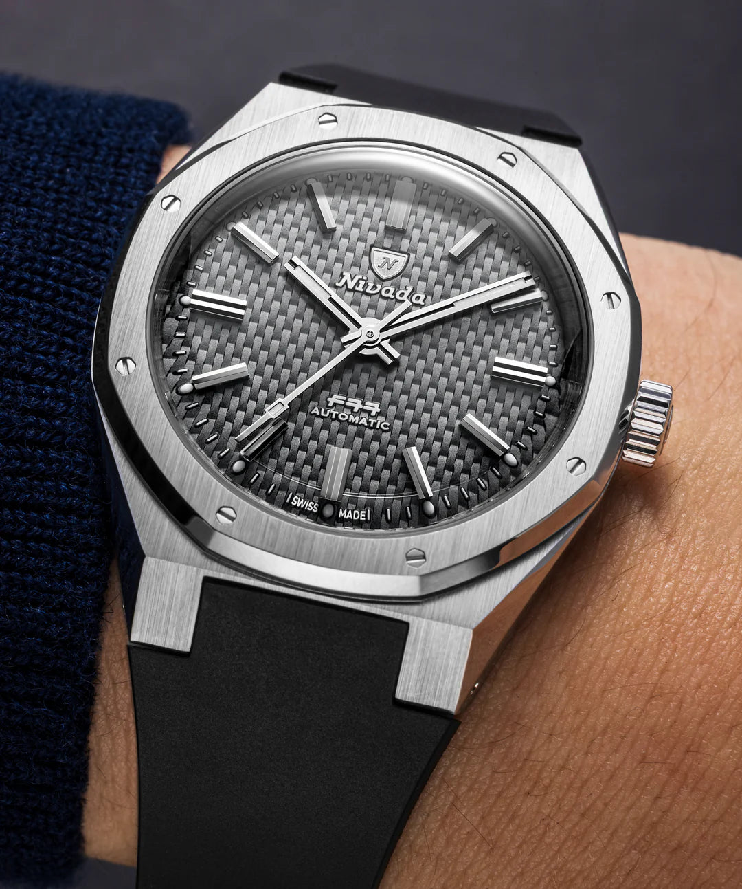 NIVADA GRENCHEN F77 SST GREY MK2 DATE- 38MM - Red Army Watches 