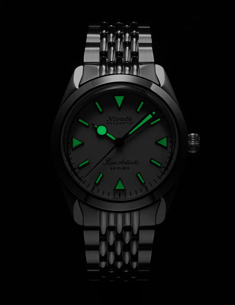 NIVADA GRENCHEN SUPER ANTARCTIC WHITE LUMINOUS 38MM - Red Army Watches 