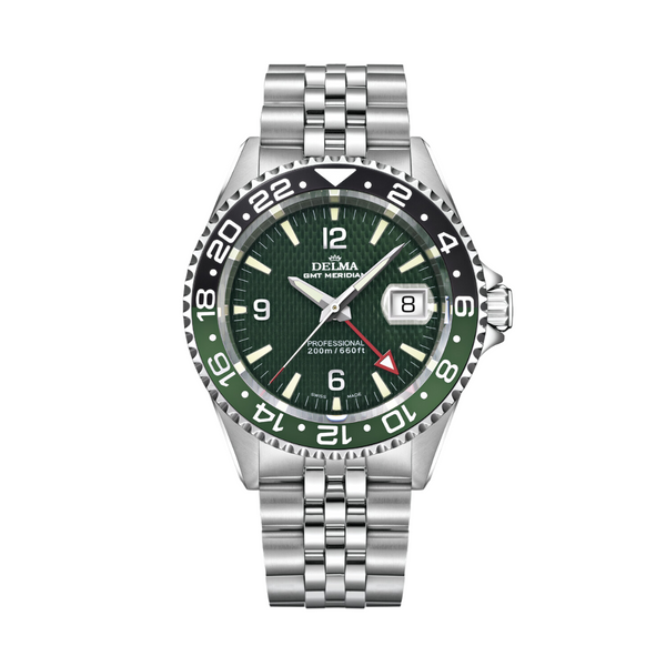 DELMA Santiago GMT Meridian White Green 41702.756.6.144 - Red Army Watches 