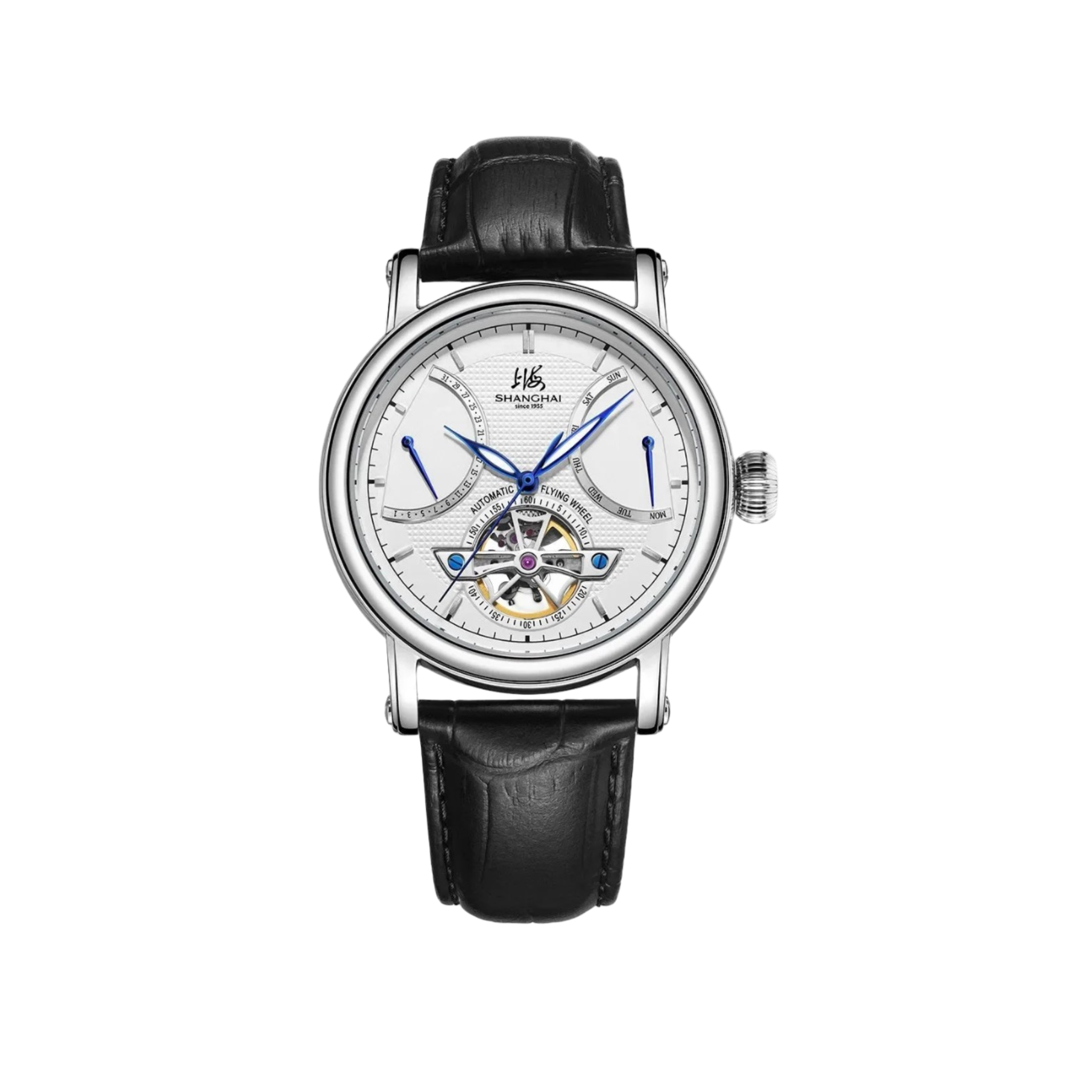 SHANGHAI WATCH OPEN BALANCE AUTOMATIC BLUE HANDS 42MM