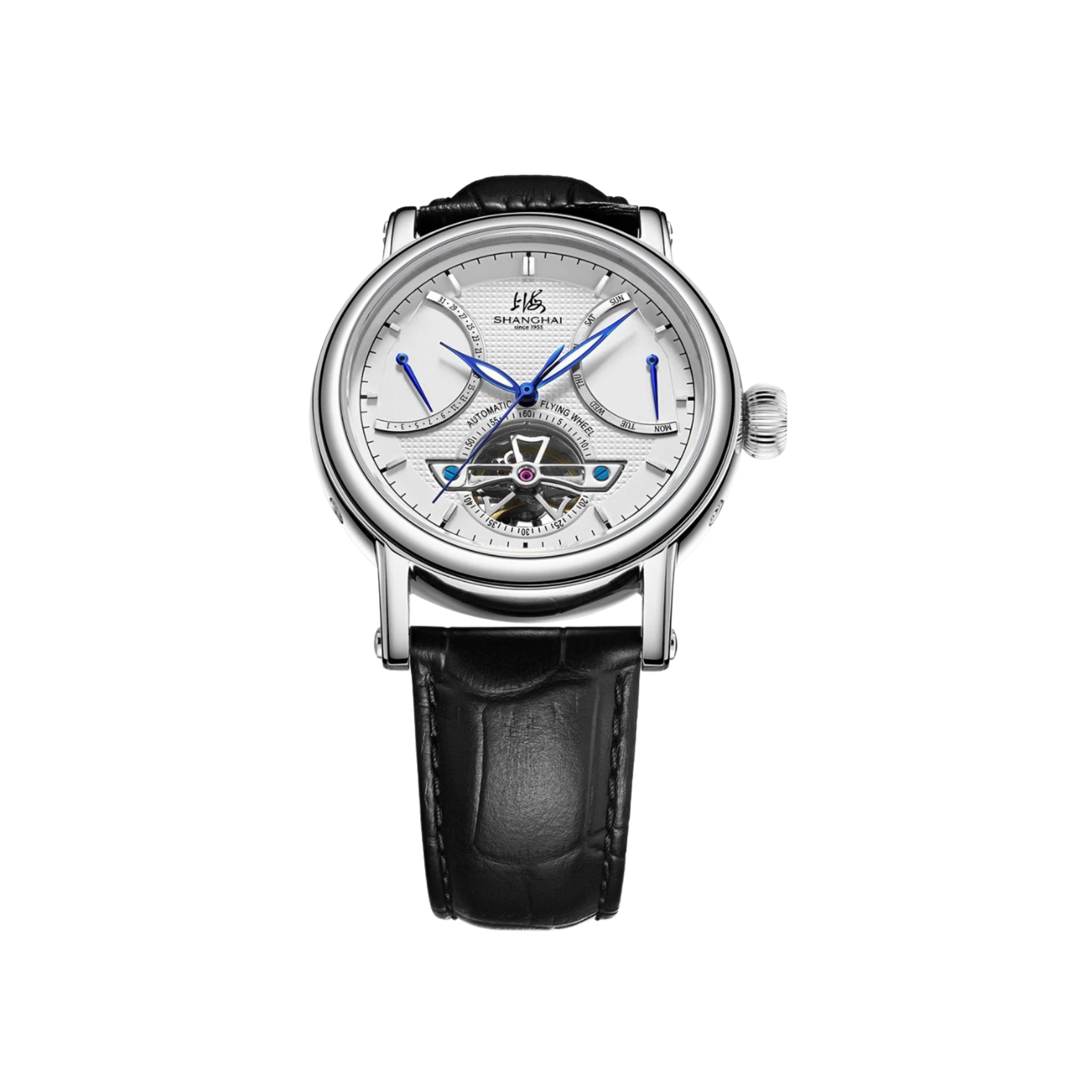 SHANGHAI WATCH OPEN BALANCE AUTOMATIC BLUE HANDS 42MM