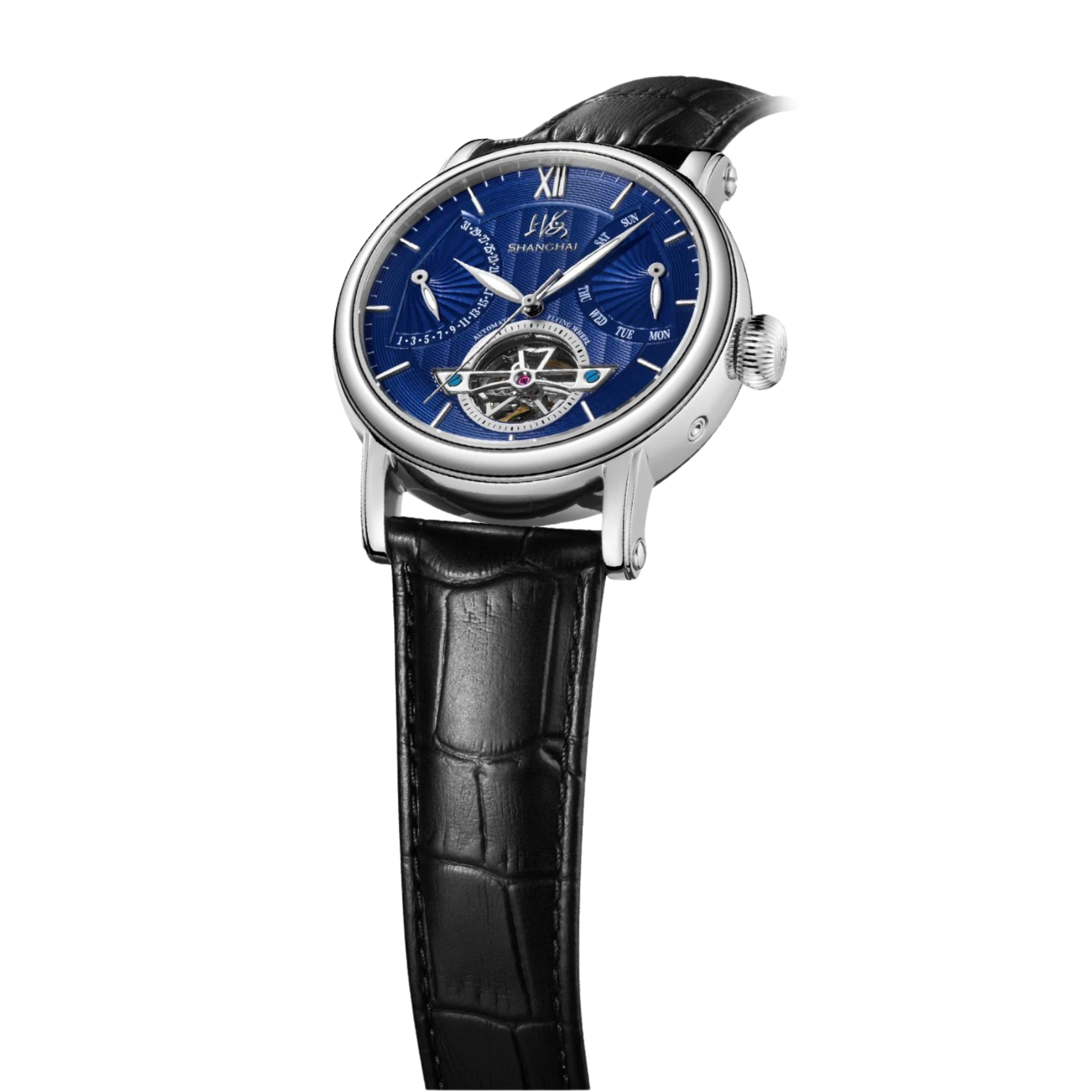 SHANGHAI WATCH OPEN BALANCE AUTOMATIC BLUE DIAL 42MM