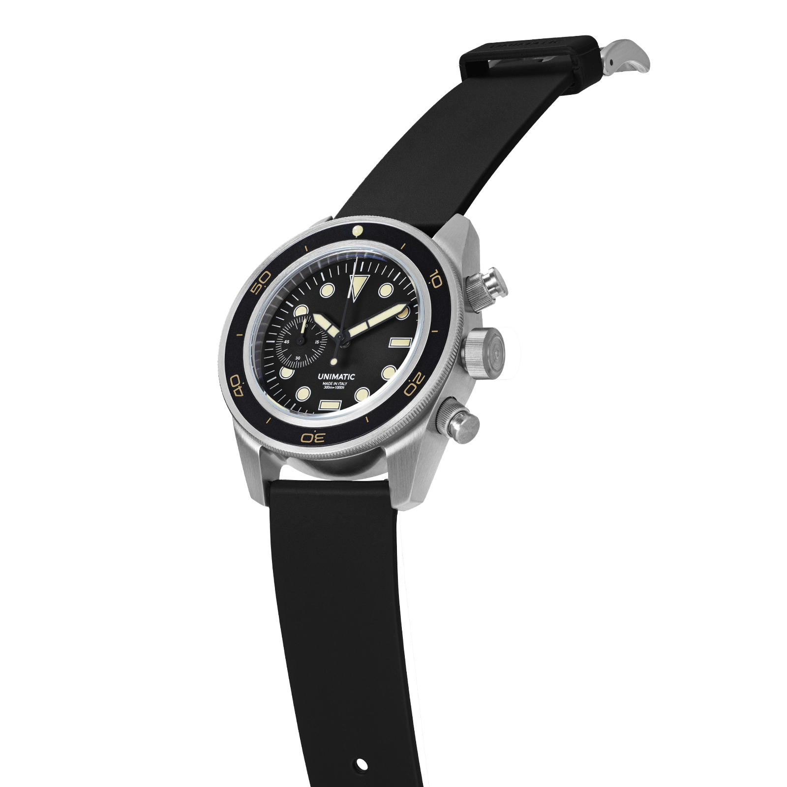 UNIMATIC U3-DHB Black Heritage Chronograph Diver - Red Army Watches 