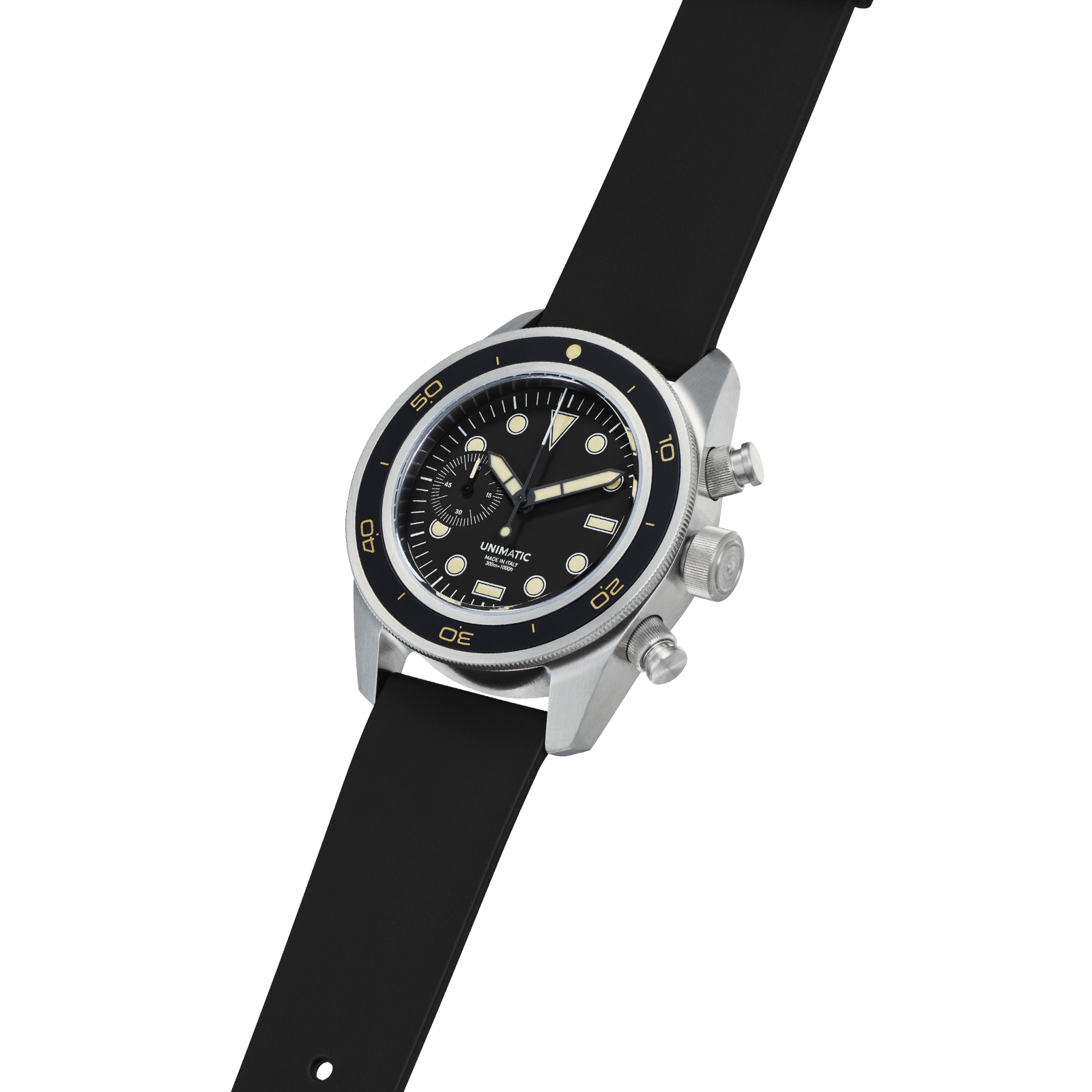 UNIMATIC U3-DHB Black Heritage Chronograph Diver - Red Army Watches 