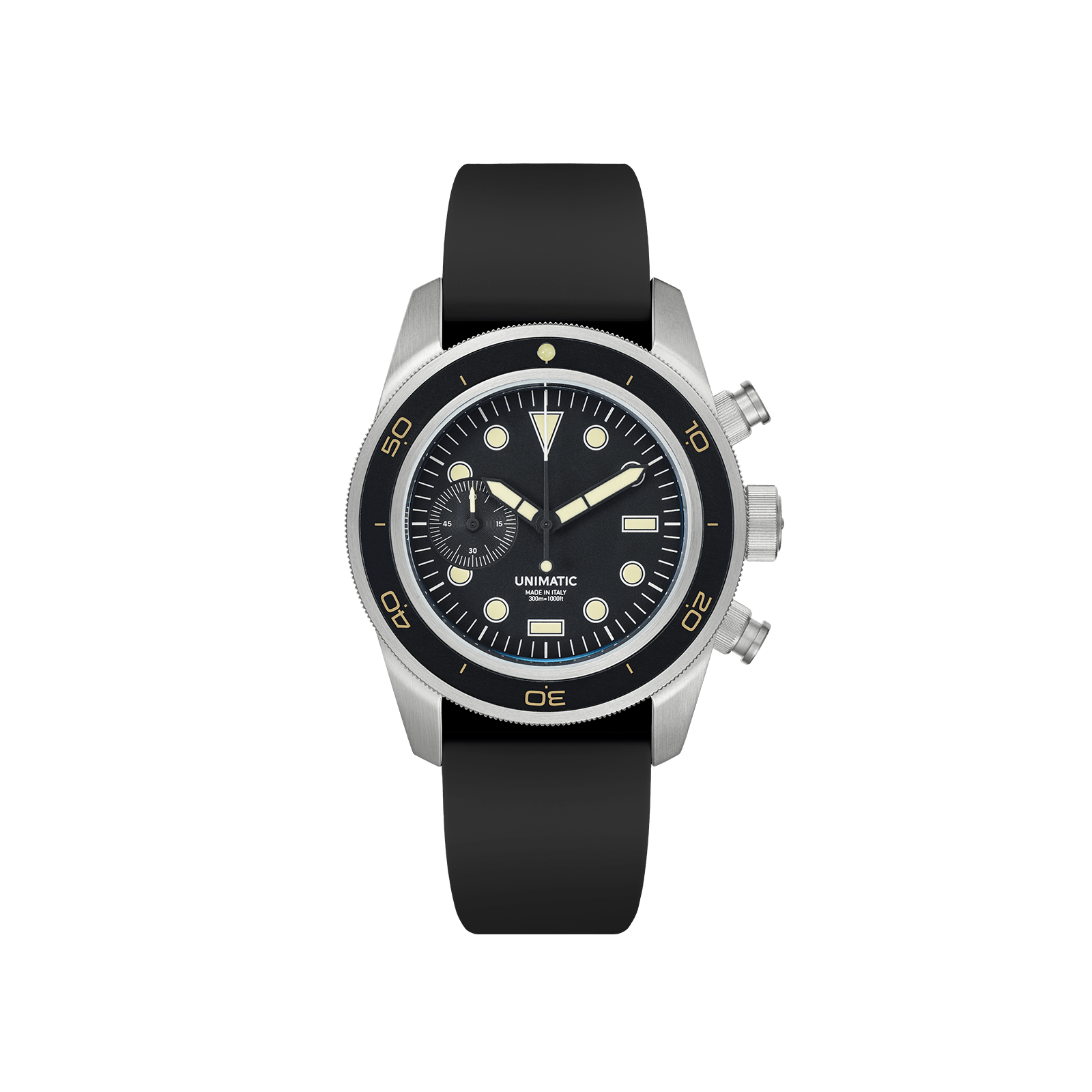 UNIMATIC U3-DHB Black Heritage Chronograph Diver - Red Army Watches 