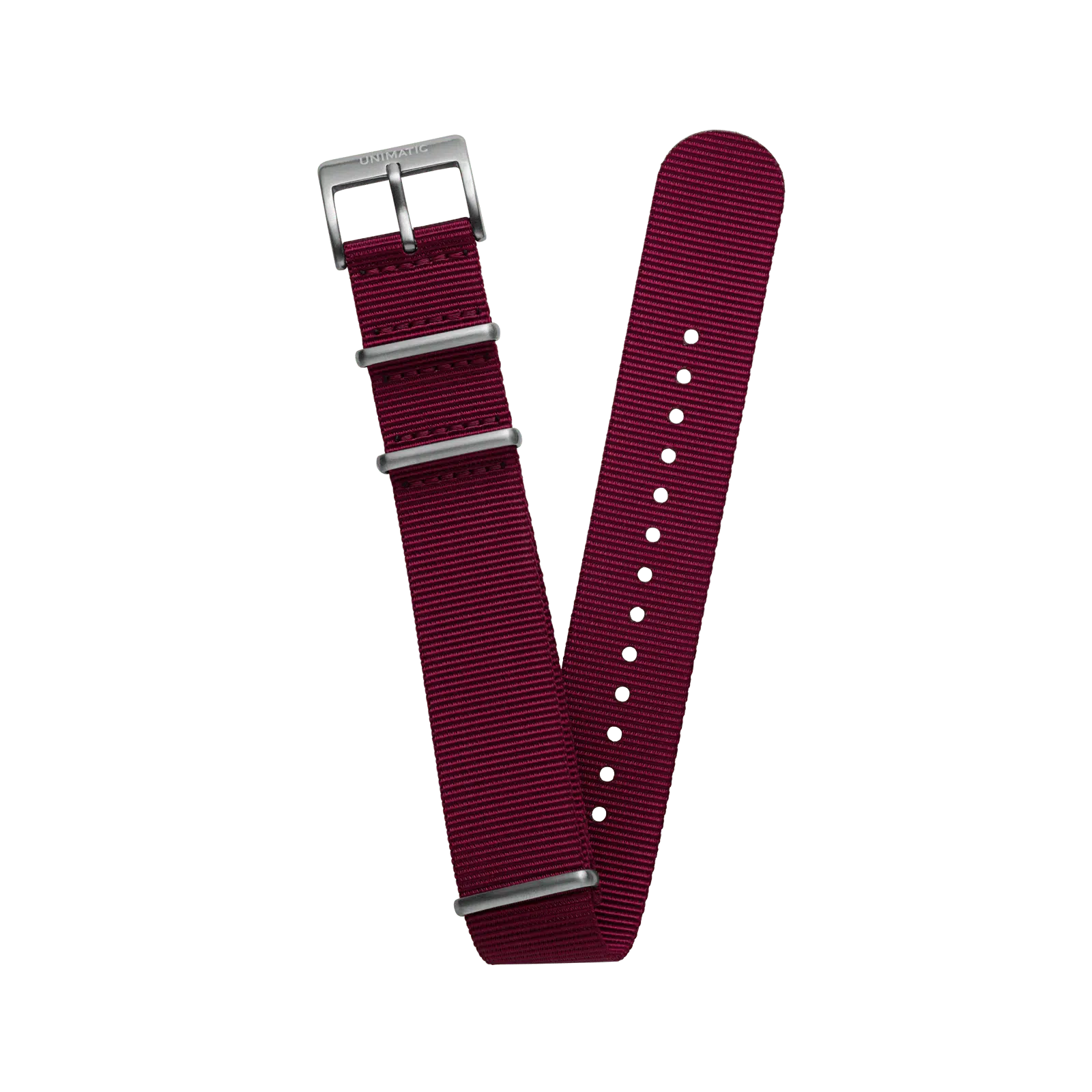 UNIMATIC Nylon Burgundy-Steel 22mm