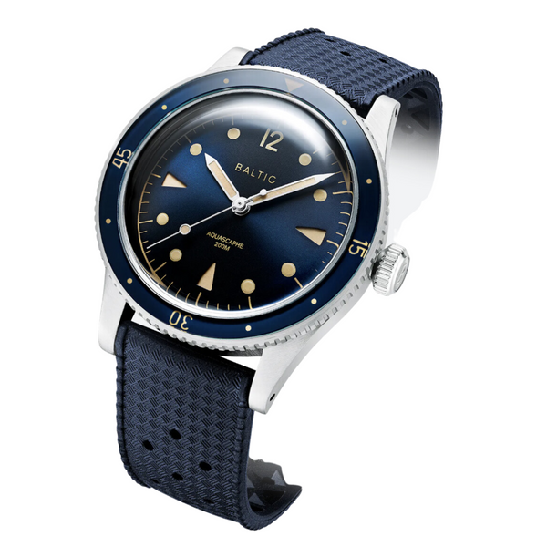 BALTIC AQUASCAPHE CLASSIC BLUE GILT (BLUE RUBBER) - Red Army Watches 