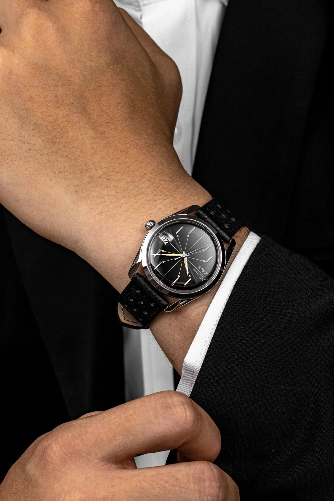 Nivada Grenchen Antarctic Spider Black 38mm Automatic| Red Army