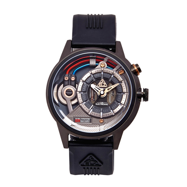 The ELECTRICIANZ Dark Z 45mm Black Rubber - Red Army Watches 