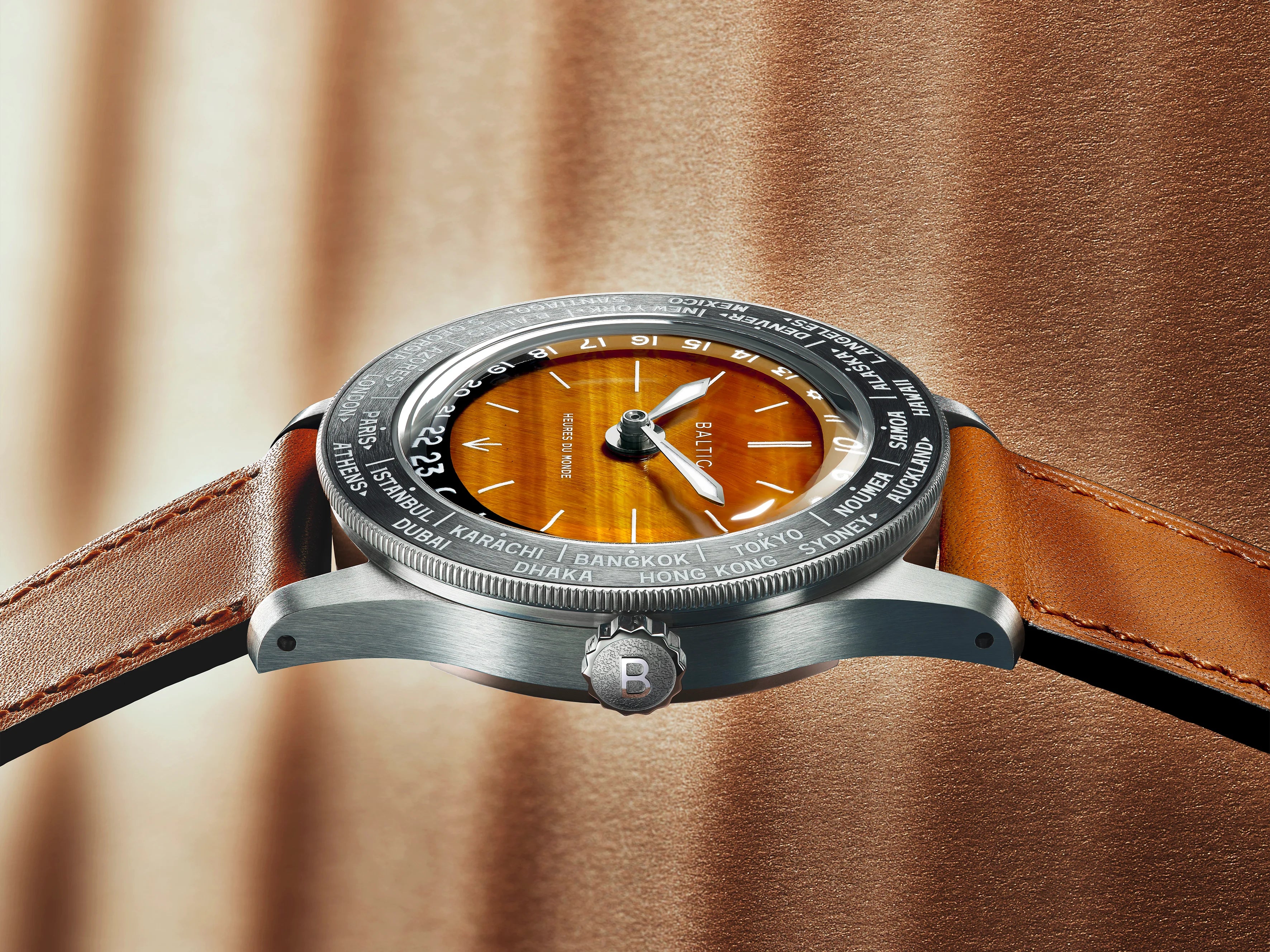 BALTIC HEURES DU MONDE WORLDTIMER - TIGER EYE - Red Army Watches 