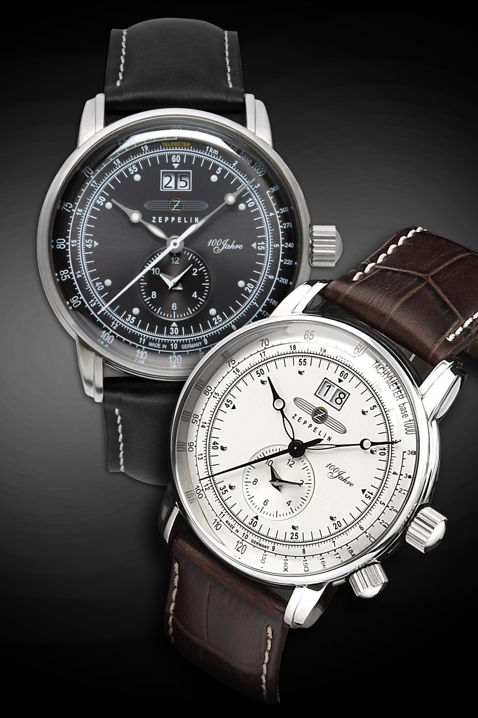 ZEPPELIN 100 JAHRE DUALTIME SILVER DIAL QUARTZ 7640-1 - Red Army Watches 