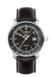 ZEPPELIN 100 JAHRE BLACK ORANGE NO. BIG DATE AUTOMATIC 7654-5 - Red Army Watches 