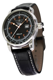 ZEPPELIN 100 JAHRE BLACK ORANGE NO. BIG DATE AUTOMATIC 7654-5 - Red Army Watches 