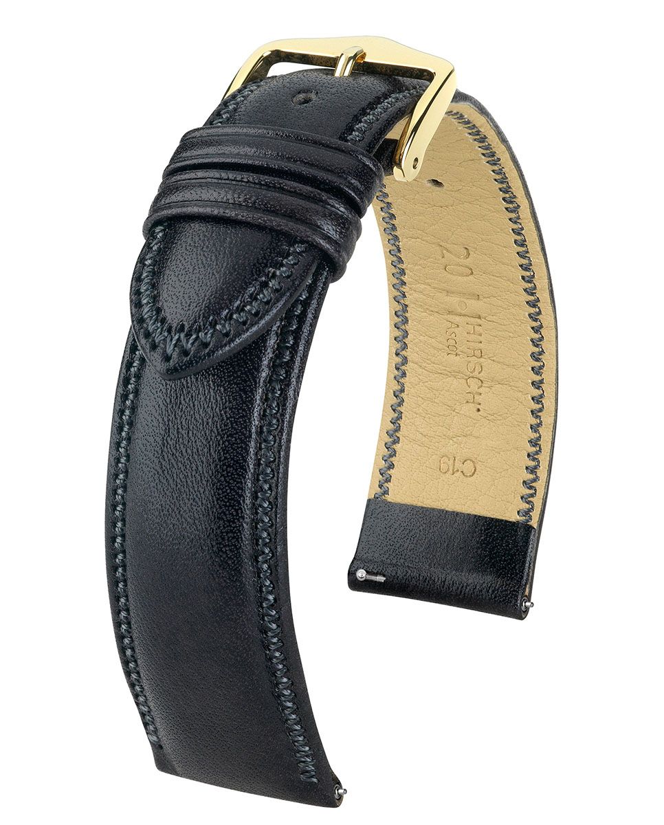 HIRSCH ASCOT BLACK SHINY | WITH QUICK RELEASE 01575X50 - Red Army Watches 