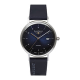 BAUHAUS MEN'S AUTOMATIC WATCH WITH DATE AND LEATHER STRAP