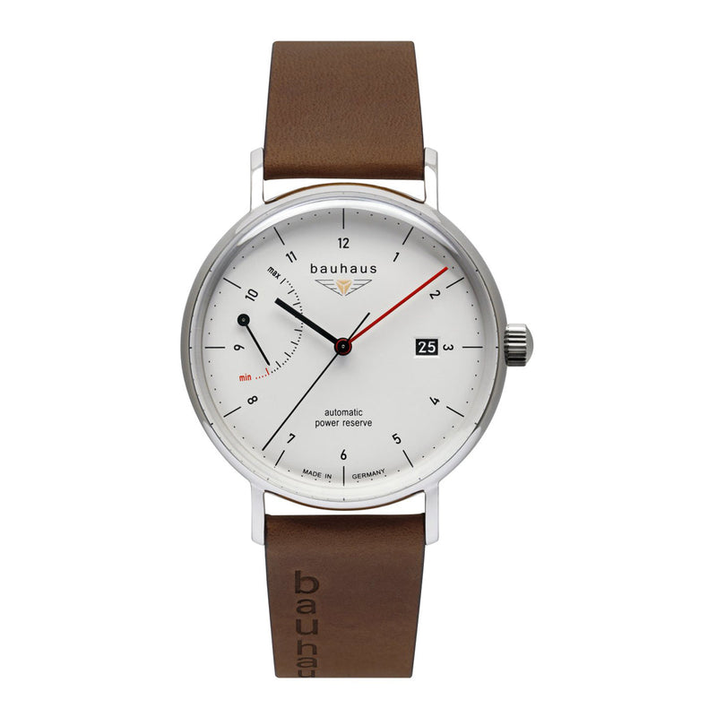 BAUHAUS MEN'S AUTOMATIC WATCH WITH POWER RESERVE INDICATOR AND LEATHER STRAP - Red Army Watches 