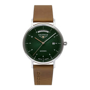 BAUHAUS AUTOMATIC MEN'S WATCH WITH DAY OF THE WEEK DISPLAY AND LEATHER STRAP - Red Army Watches 