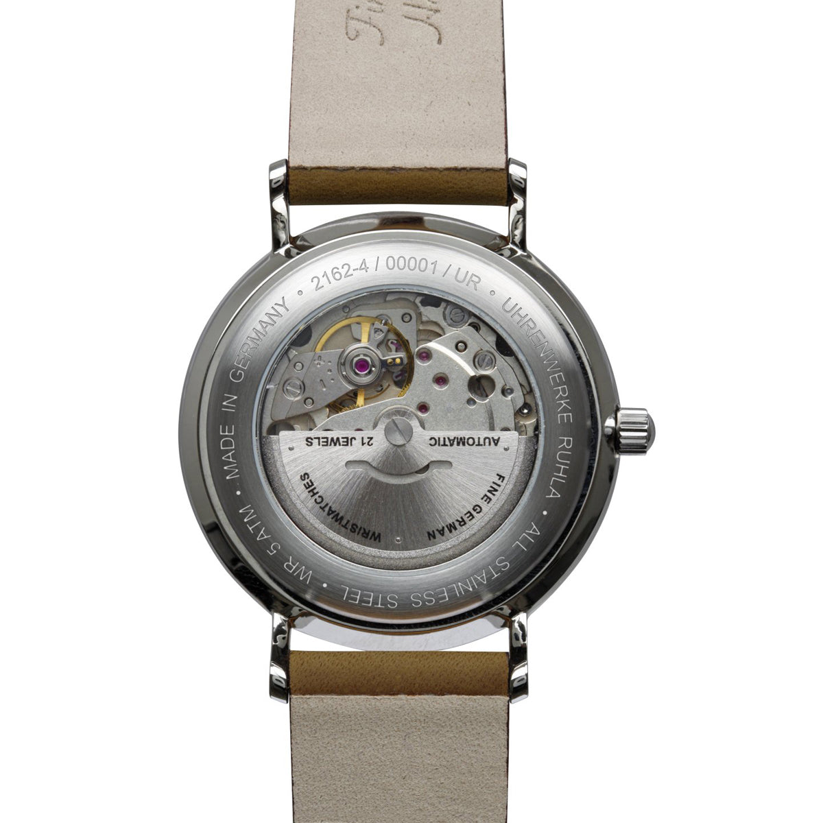 BAUHAUS AUTOMATIC MEN'S WATCH WITH DAY OF THE WEEK DISPLAY AND LEATHER STRAP - Red Army Watches 