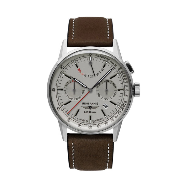 IRON ANNIE MEN'S AUTOMATIC WATCH WITH POWER RESERVE INDICATOR AND LEATHER STRAP - Red Army Watches 