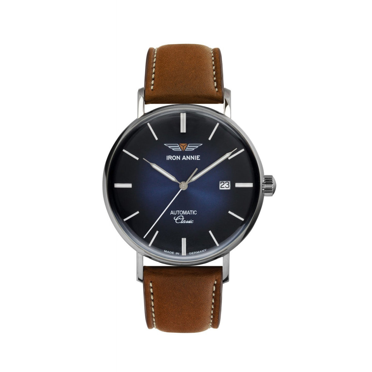 IRON ANNIE MEN'S AUTOMATIC WATCH WITH DATE AND LEATHER STRAP - Red Army Watches 