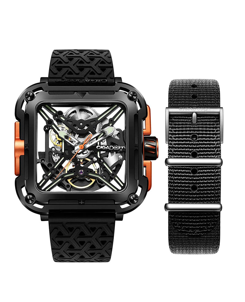 CIGA Design X-Series Stainless Steel Orange Mechanical Skeleton Watch - Red Army Watches 
