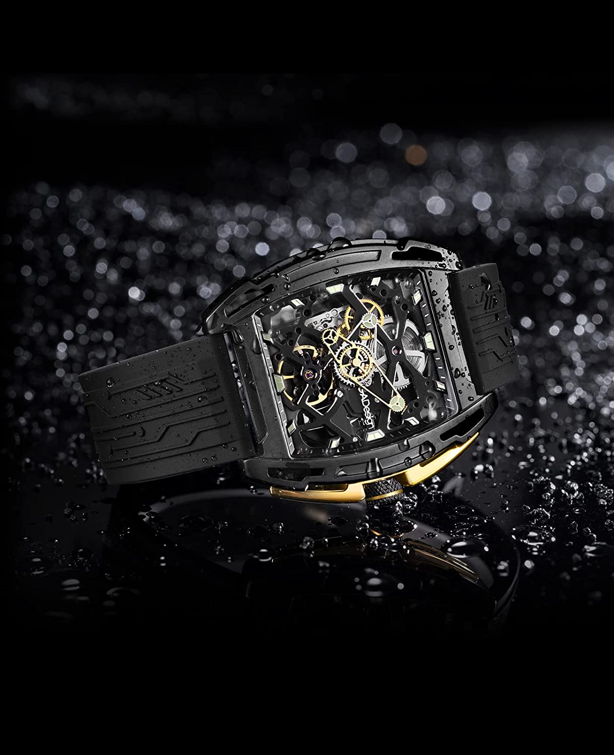 CIGA Design Z-Series Exploration Black Gold Skeleton Stainless Steel Mechanical Watch - Red Army Watches 