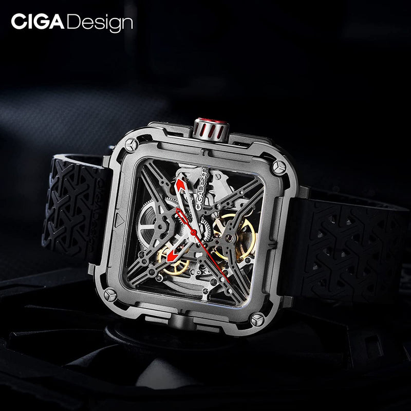 CIGA Design X-Series Stainless Steel Silver Mechanical Skeleton Watch - Red Army Watches 