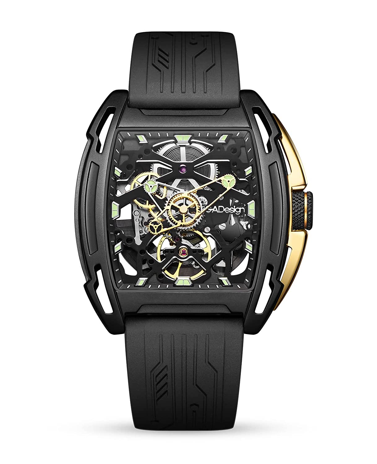 CIGA Design Z-Series Exploration Black Gold Skeleton Stainless Steel Mechanical Watch - Red Army Watches 