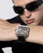 CIGA Design X-Series Stainless Steel Silver Mechanical Skeleton Watch - Red Army Watches 