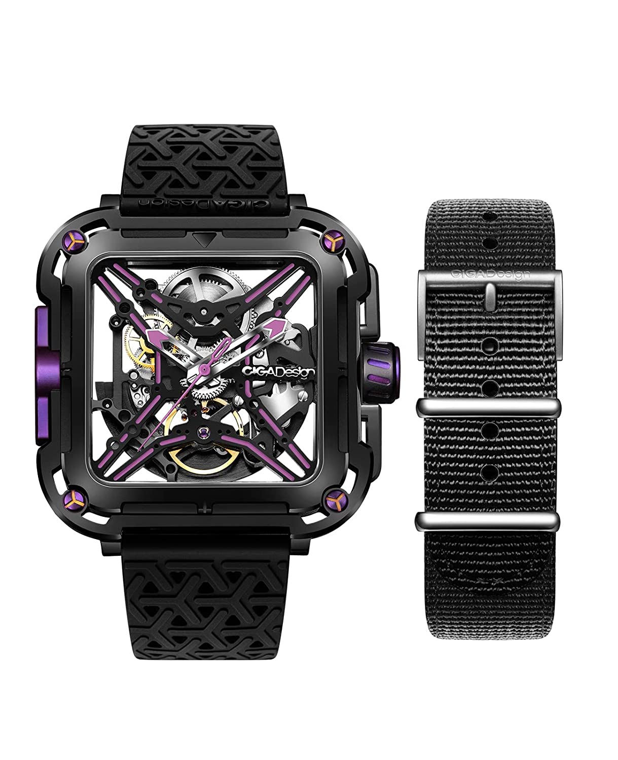CIGA Design X-Series Stainless Steel Purple Mechanical Skeleton Watch - Red Army Watches 