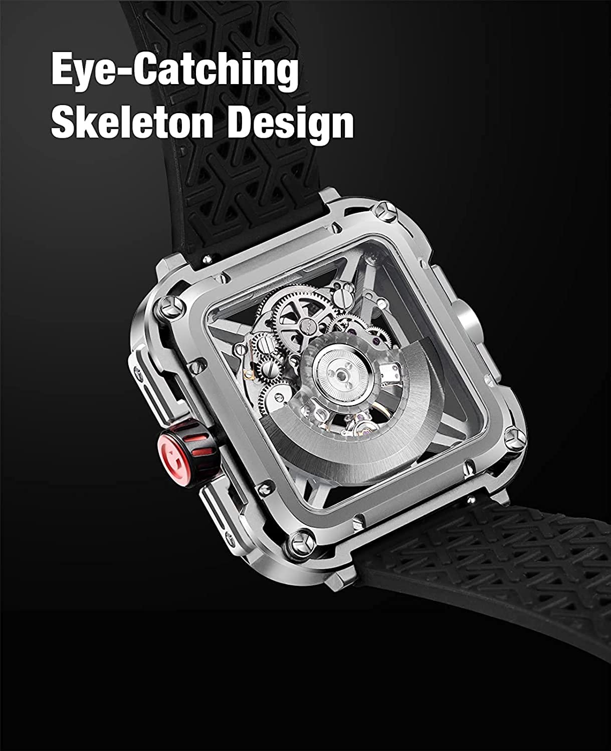 CIGA Design X-Series Stainless Steel Silver Mechanical Skeleton Watch - Red Army Watches 