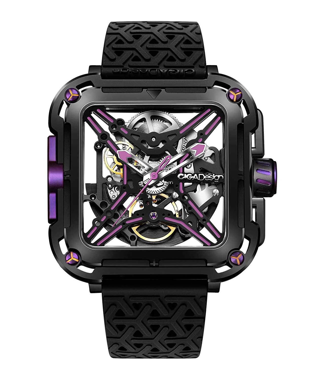 CIGA Design X-Series Stainless Steel Purple Mechanical Skeleton Watch - Red Army Watches 