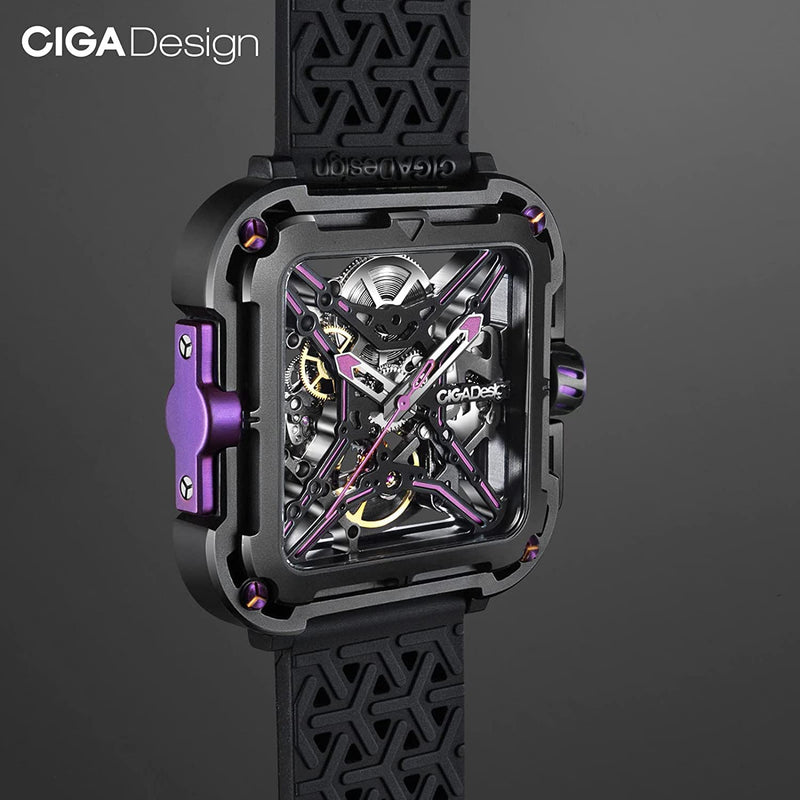 CIGA Design X-Series Stainless Steel Purple Mechanical Skeleton Watch - Red Army Watches 