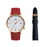 ZEPPELIN GRACE SILVER WITH DATE ROSE GOLD CASE QUARTZ SET WITH 2 STRAPS 7443-1