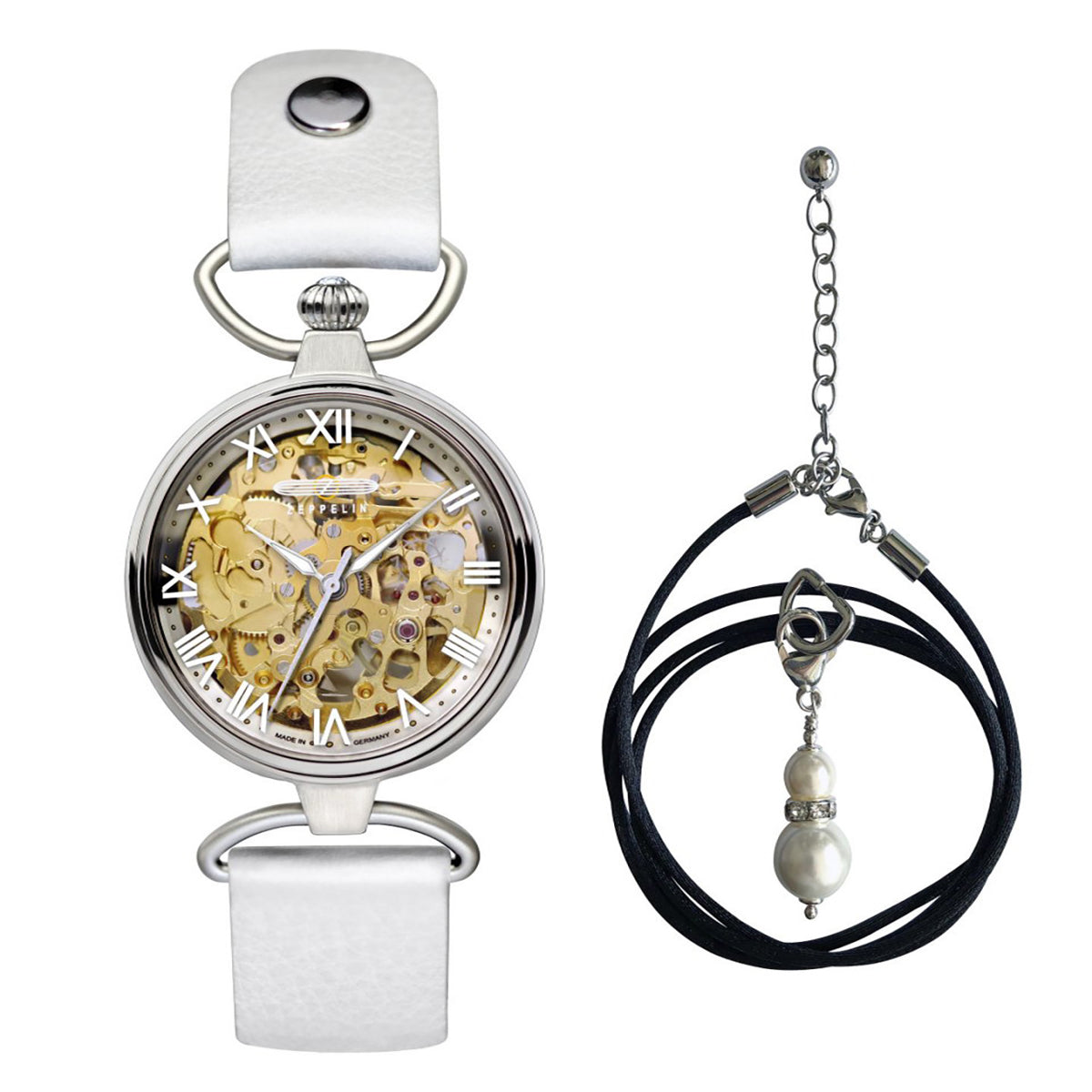 ZEPPELIN LADIES' AUTOMATIC SKELETON WATCH WITH LEATHER STRAP - Red Army Watches 