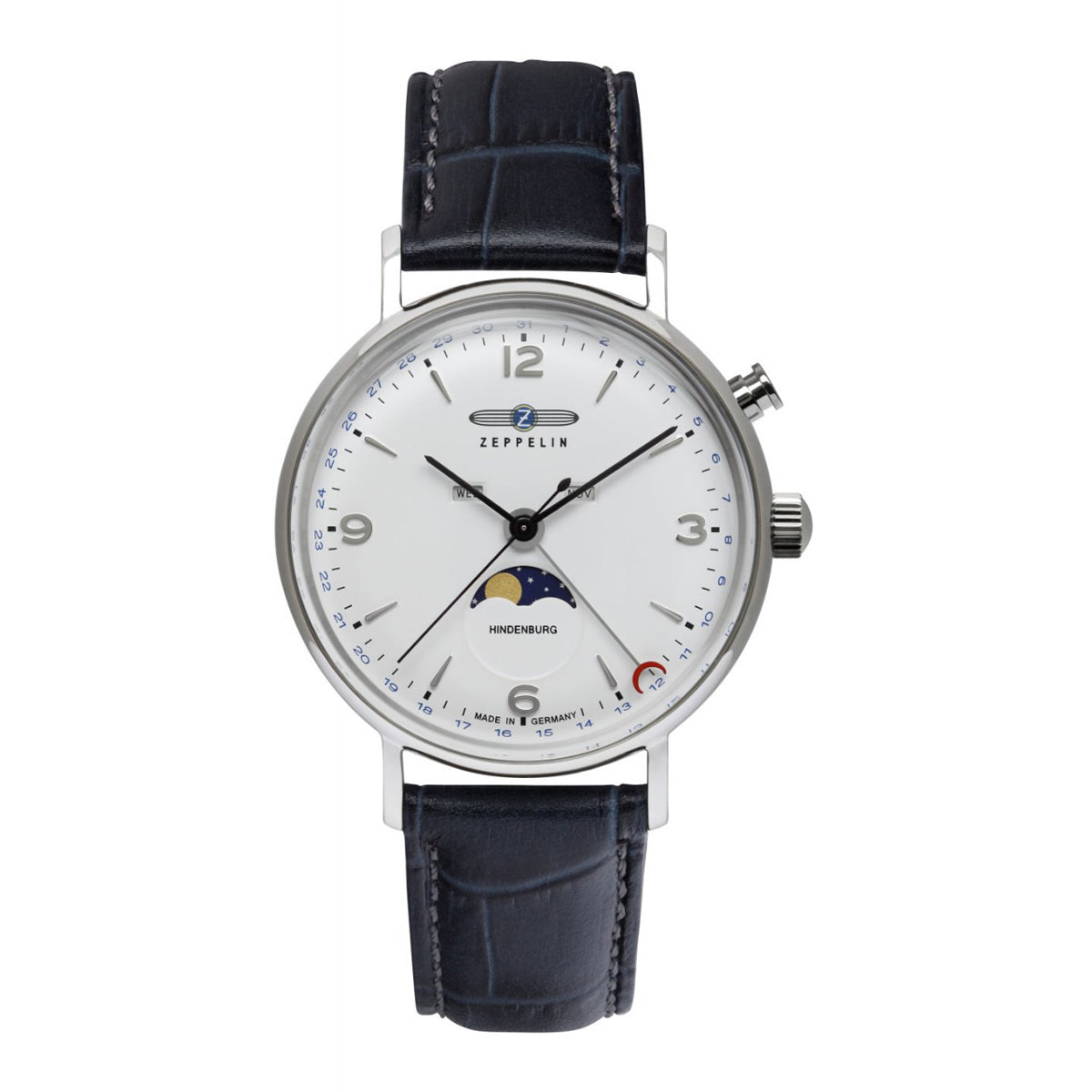 ZEPPELIN MEN'S QUARTZ WATCH WITH MOON PHASE AND LEATHER STRAP - Red Army Watches 