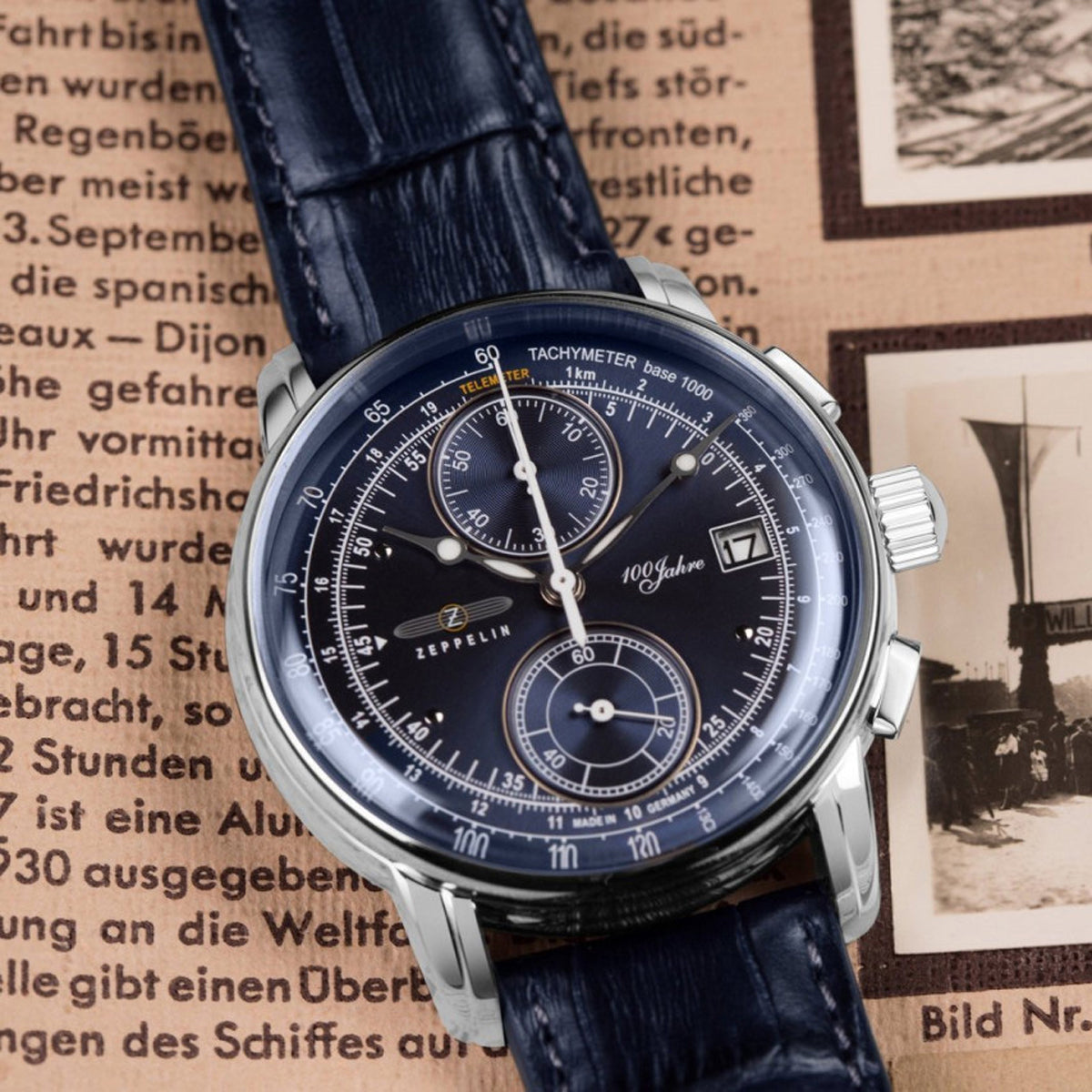 ZEPPELIN MEN'S QUARTZ CHRONOGRAPH WITH LEATHER STRAP - Red Army Watches 