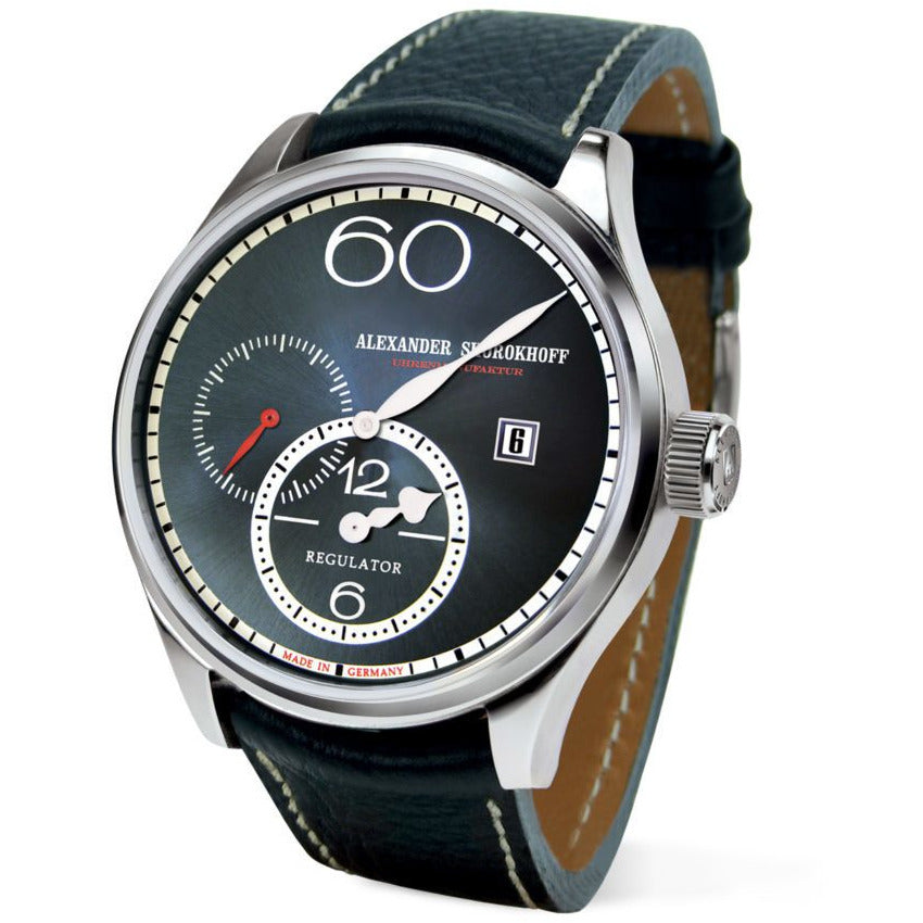 ALEXANDER SHOROKHOFF Regulator R01 Blue-Grey - Red Army Watches Malaysia