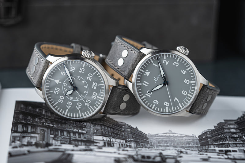 LACO PILOT WATCHES BASIC AUGSBURG GRAU 39 MM AUTOMATIC - Red Army Watches 