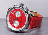 ALEXANDER SHOROKHOFF Neva Chrono Wavy guilloche red with silver sub-dials - Red Army Watches 