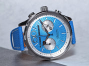 ALEXANDER SHOROKHOFF Neva Chrono Wavy guilloche blue with silver sub-dials - Red Army Watches 