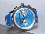 ALEXANDER SHOROKHOFF Neva Chrono Wavy guilloche blue with silver sub-dials - Red Army Watches 